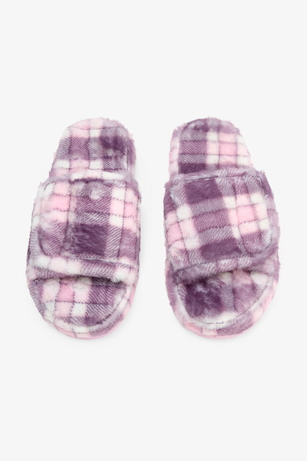 Burgundy Plaid House Slippers