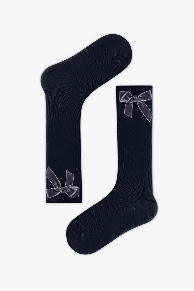 Girls Navy Ribbon Pants Socks