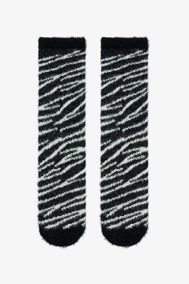 White Zebra Patterned Home Socket Socks