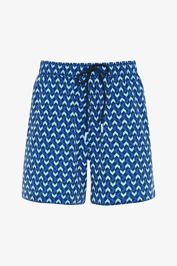 Drake Geometric Patterned Mid Waist Men's Swim Shorts