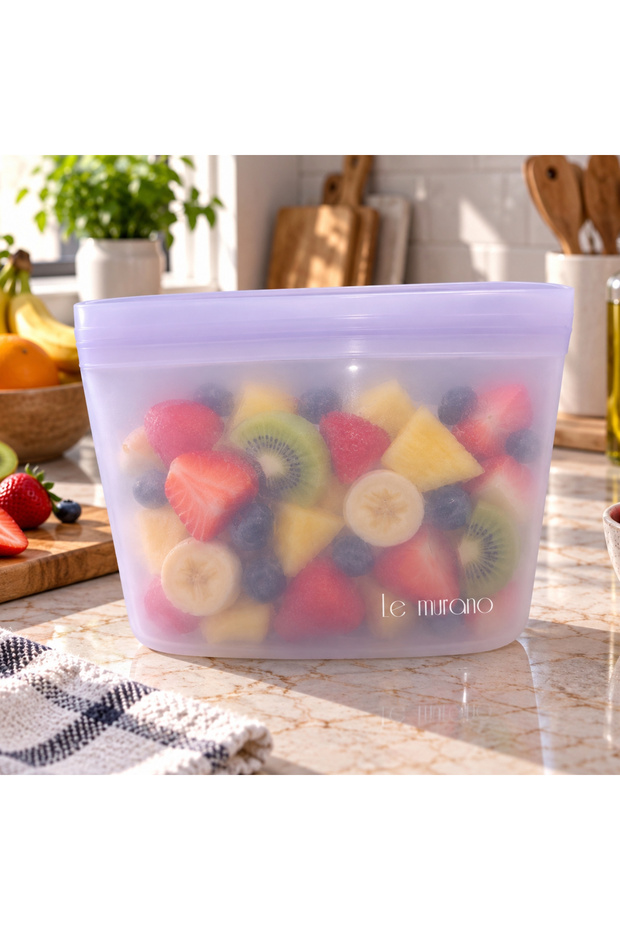 Lush 500 ml Air and Liquid Leak-Proof Locking Silicone Storage Bag, 100% Platinum Silicone, Bpa Free, Microwave and Freezer Safe, Reusable Food Storage Bag, Lm0009/24