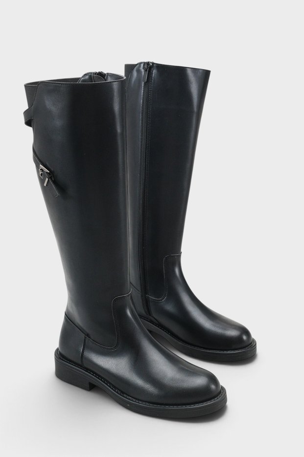 Women's Belt Buckle Detailed Casual Boots Lia Black