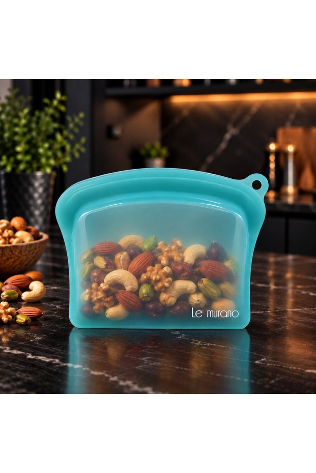 Sheer 600 ml Air and Liquid Leak Proof Ziplock Silicone Storage Bag, 100% Platinum Silicone, Bpa Free, Microwave and Freezer Safe, Reusable Food Storage Bag, Lm0004/24