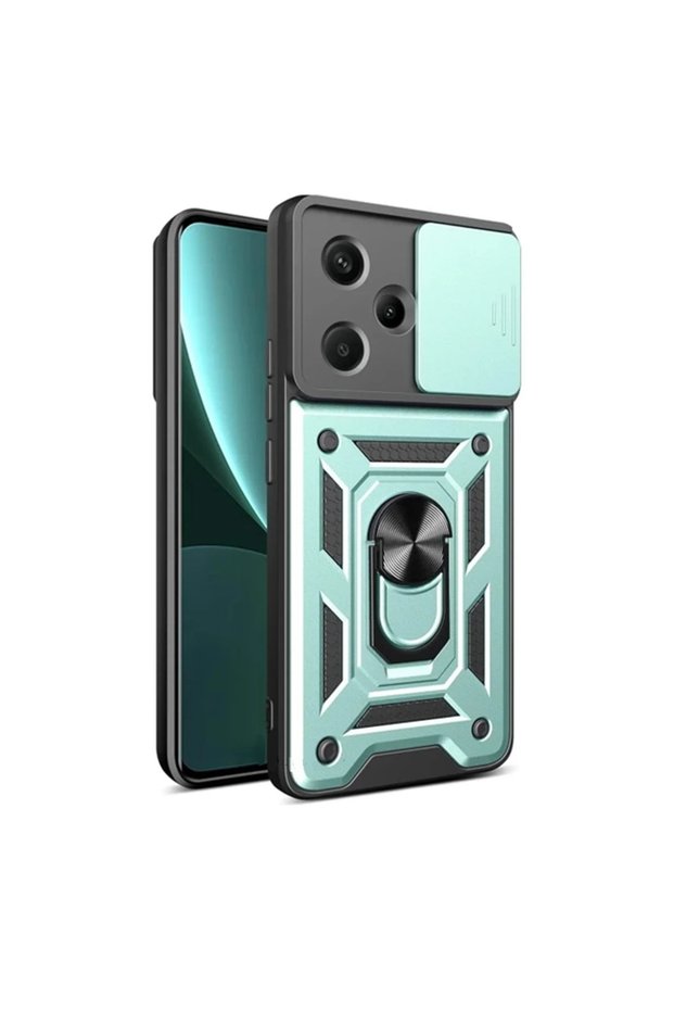 حافظة هاتف Xiaomi Redmi Note 13 Pro Plus من السيليكون مع حلقة عدسة Pars - أخضر