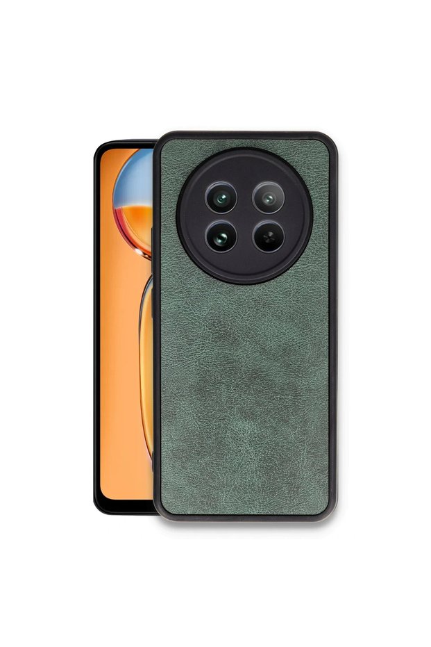 Realme 12 5g Case Aras Leather Cover - Dark Green