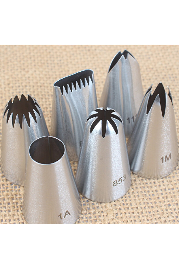 1A-853-1M-6B-113-895 6pcs Cookies Tip Metal Cream Decorating Tip Sets Pastry Tools Stainless Steel P