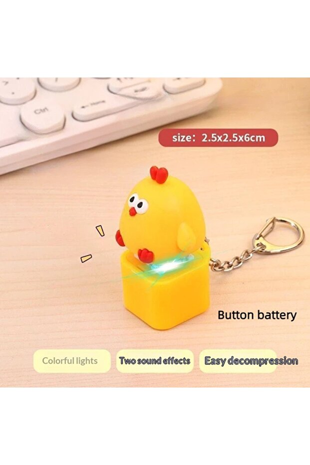 Battery Funny Chicken Frog Keyboard Fidget Toys Keychain Finger Button Clicker Decompression Toys Wi