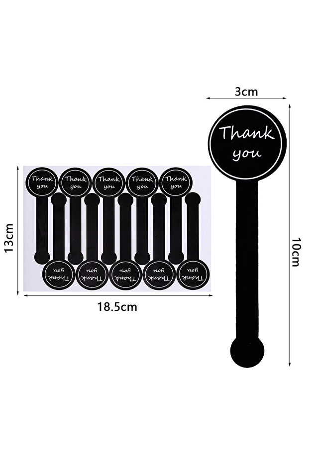 Black -Thank you 100pcs Black Thank You Long Sealing Sticker Pudding Bottle Sticker, Baking Box Labe