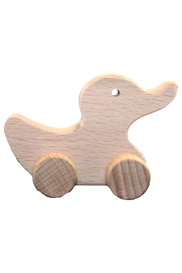 Vakvak Duck Unpainted Wooden Animal Figure, Solid Beech, 18 Months+
