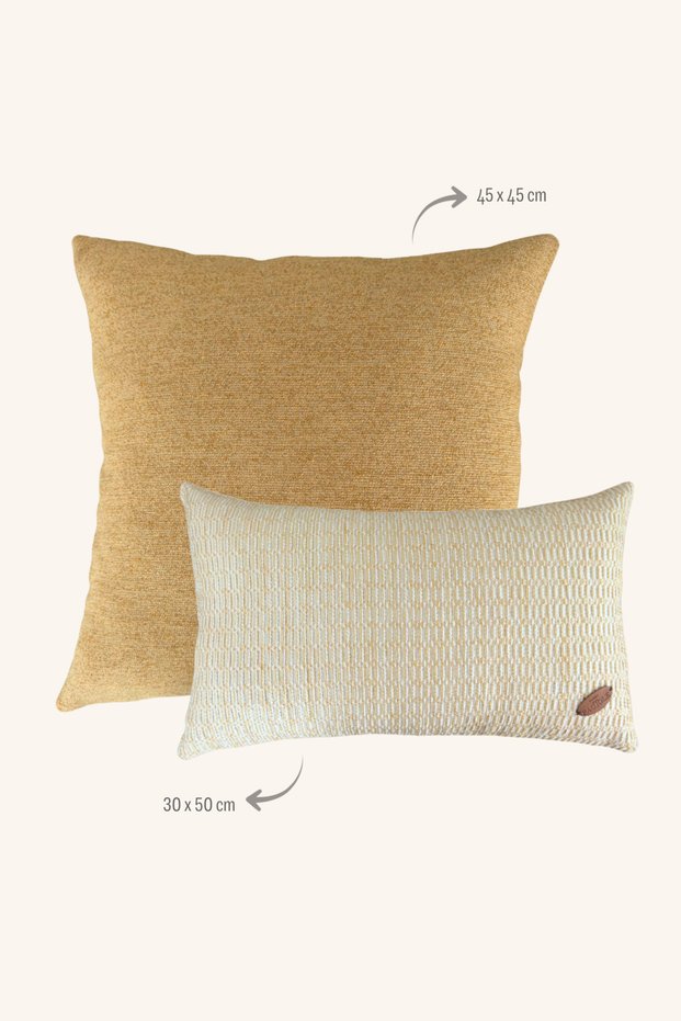 Set of 2 Filled Yellow Patterned Modern Throw Pillows