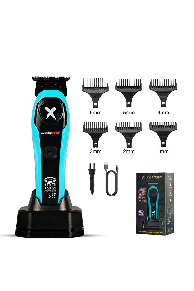 BRD-339 blue BRDCLIP Hair Clippers Rechargeable Clippers Barber Adjustable Hair Cut Machine Cordless