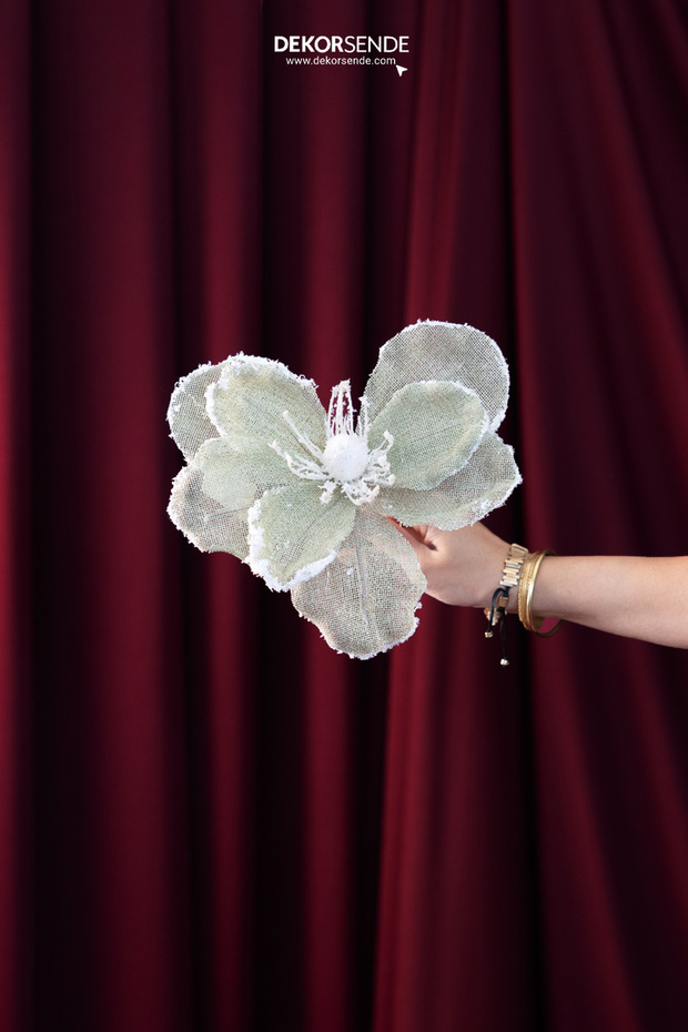 Artificial Linen Flower Poinsettia Green 30 cm
