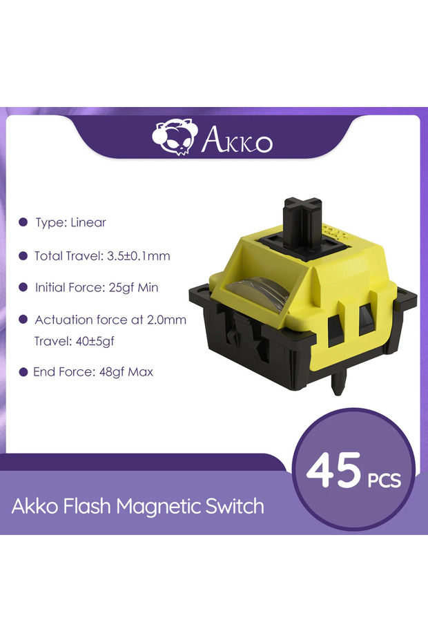 45pcs Akko Flash Magnetic Switch High Precision 25gf Linear Switch Pre Lubed for Hall Sensor Custom