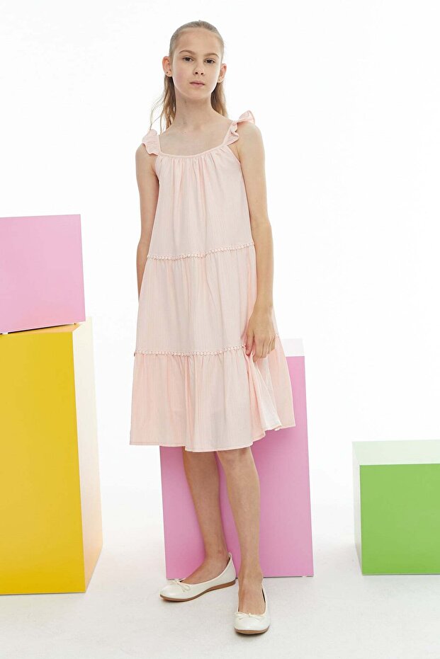 Girl's Detailed Zero Sleeve Dress