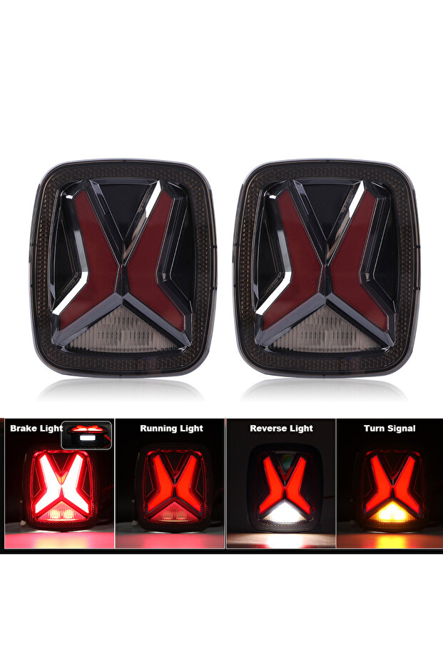 EURO AMBER VERSION Car Rear LED Tail Lights For Jeep Wrangler CJ TJ YJ 1998-2006 Universal 'X'Shape