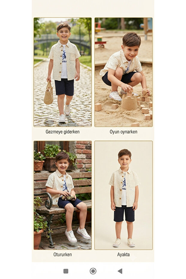 Boys' T-Shirt-Shirt-Shorts 3-Piece Set