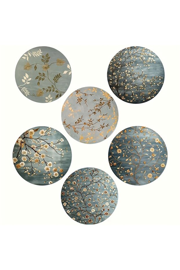6PCS 10CM 6PCS 2D Elegant Refreshing Wooden Coasters Coffee Shops Furniture Decorations Gift Sets De