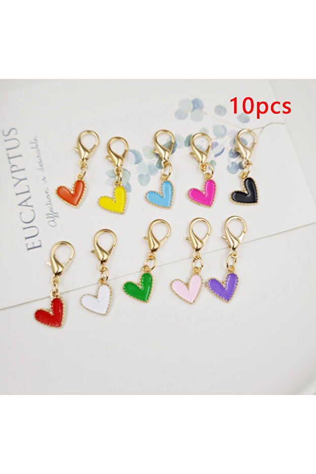10pcs 10pcs Colorful Love Metal Keychain 10 Piece Set Exquisite Heart Shaped Pendant Personalized Ke