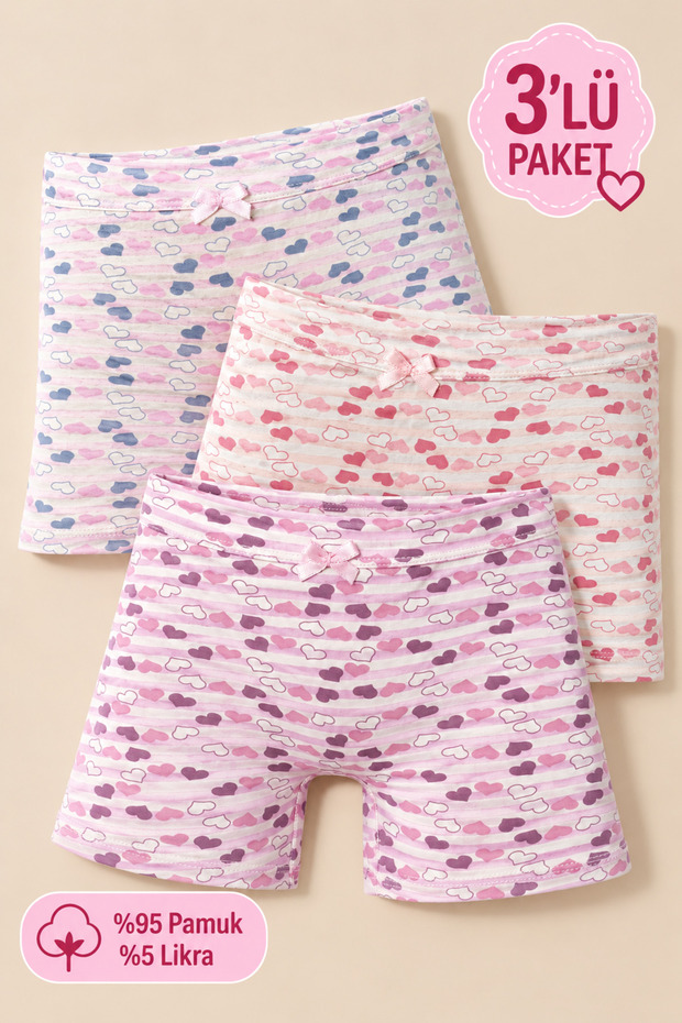 Girl's Cotton Colorful Lycra Boxer 3 Pack 6093