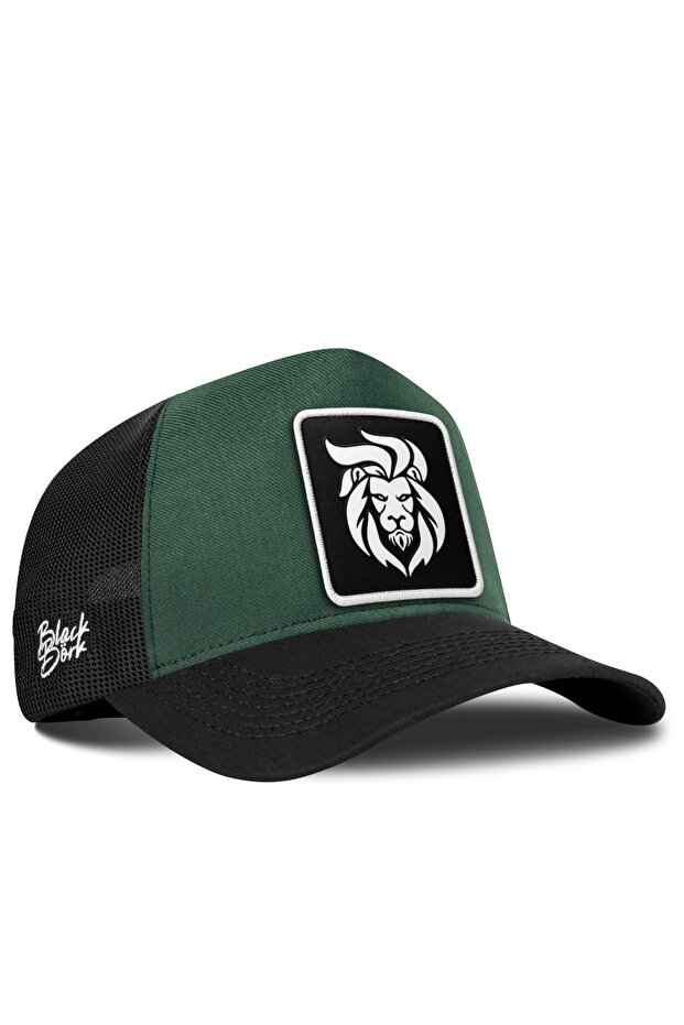 Lion Logo Cordura Black-Petrol Green Trucker Hat