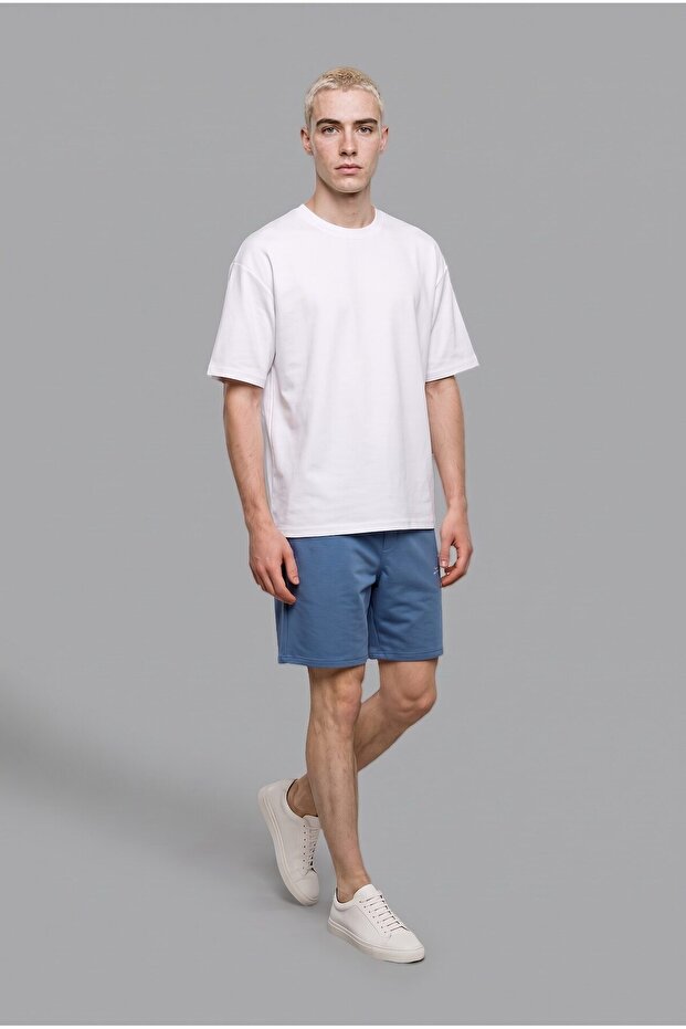 Relax Fit Elastic Lace-Up Waist Shorts with Text Detail I3699Ax26Hs