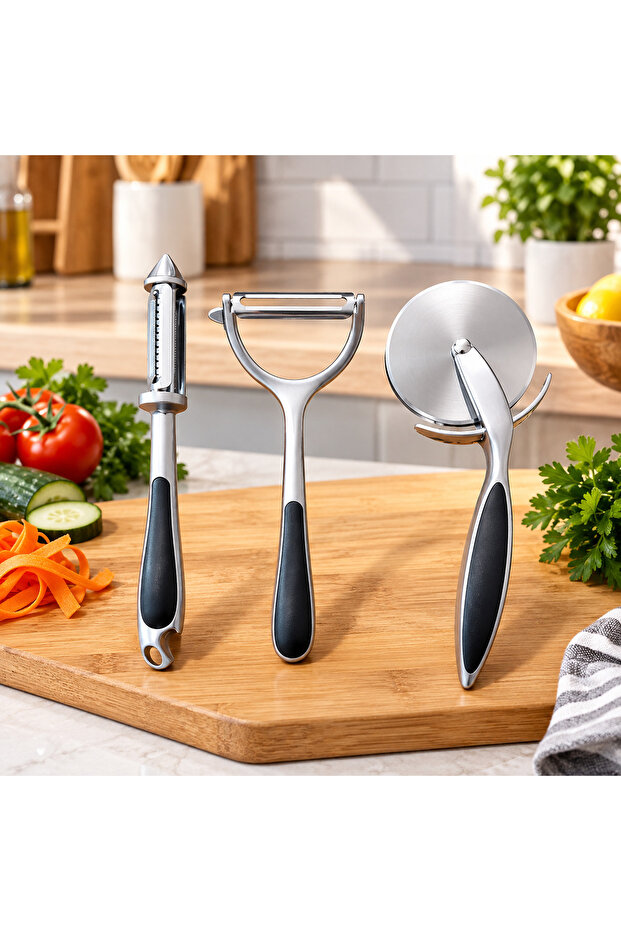 Steel Stainless Pizza Cutting Roller Set of 3