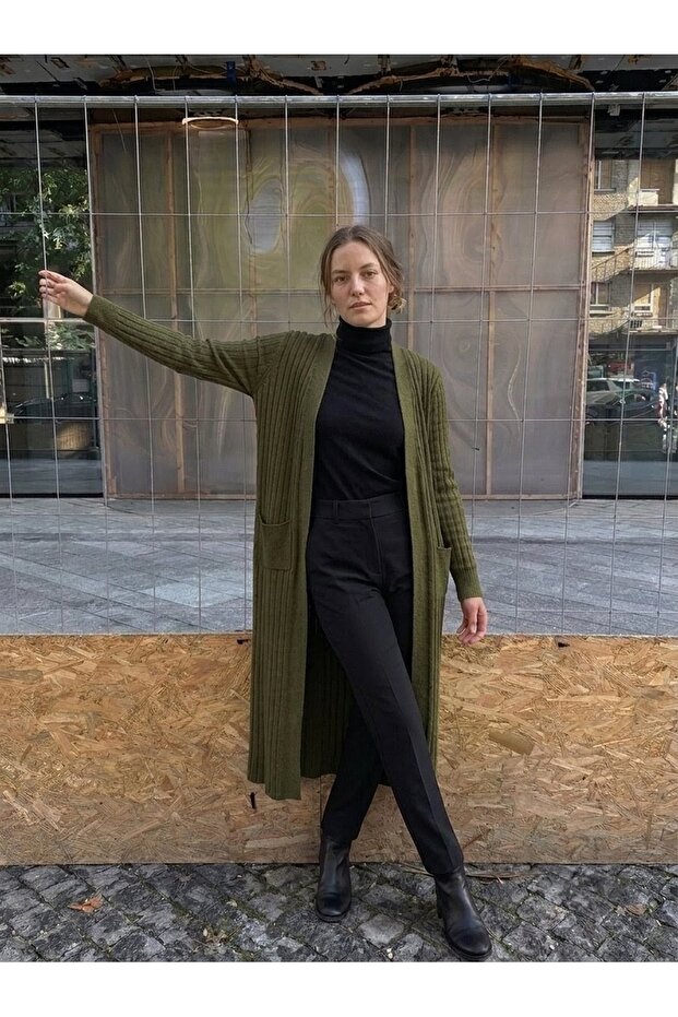 Standard Size Long Knitted Fiber Women's Jacket
