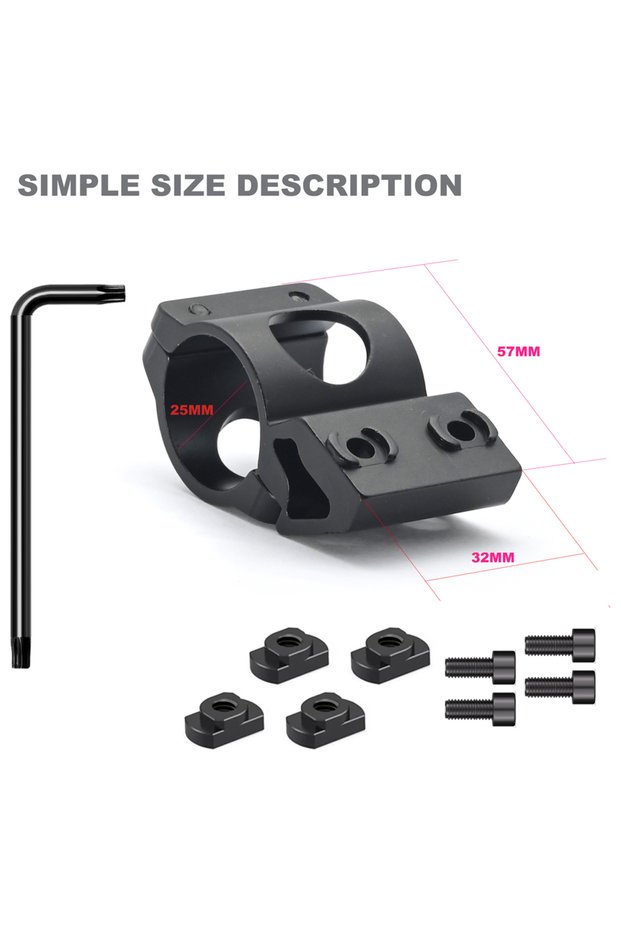 MLOK TORCH FIXTURE MLOK Flashlight Fixture Aluminum Alloy Tube Clamp MLOK Flashlight Clamp 25.4mm Fl