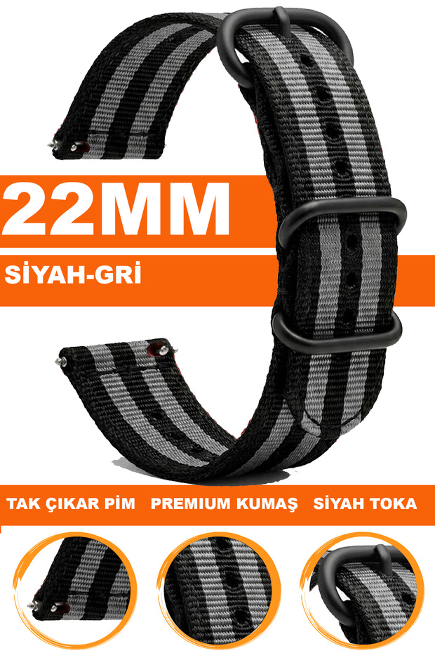Premium Nato Fabric Textile Watch Band Strap Compatible with 22mm Watches F39Xwdb-Bg