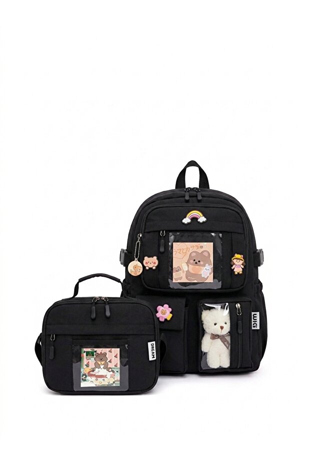 Kawaii Korean Style Primary School and Lunch Box with Teddy Bear