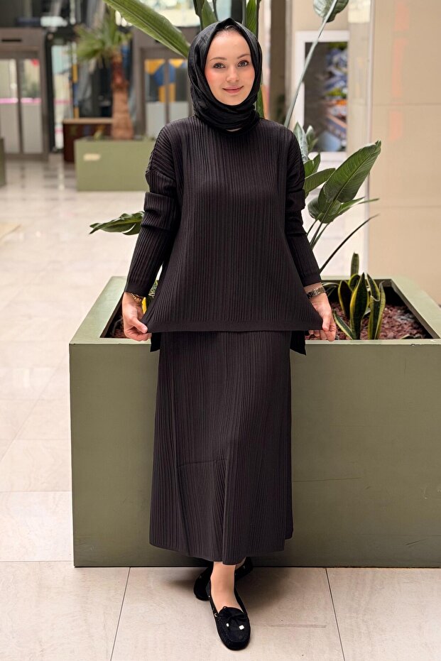 Ribbed Tunic Skirt Mercerized Set