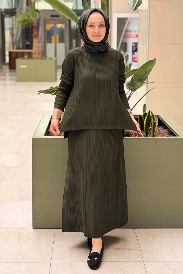 Ribbed Tunic Skirt Mercerized Set