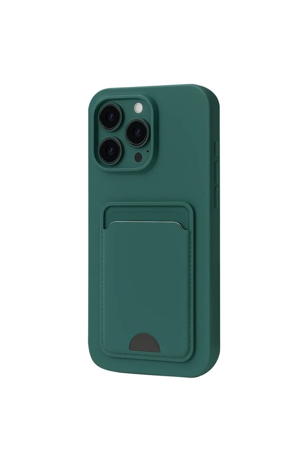 Apple iPhone 16 Plus Case Kelvin Silicone with Business Card Holder - Dark Green