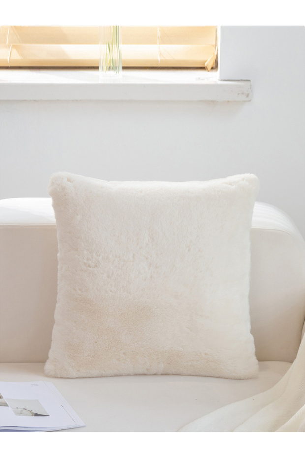 45x45cm White 1pc Plush Throw Pillows Case, Ultra Soft Throw Pillows Case Faux Fur Luxury Warm Plush