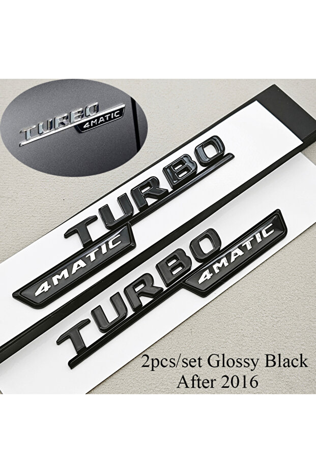 Golss Black 2pcs 2pcs 3D ABS Chrome Car Letters TURBO 4MATIC Logo Fender Side Badge For Mercedes AMG