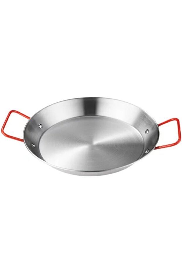Red Handle 26cm 1Pc Seafood Pot Thickened Stainless Steel Cooking Paella Pan Anti Scalding Fruit Piz