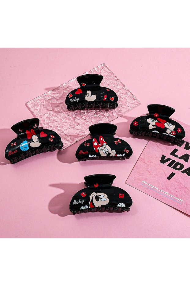 CSO0916(5PCS) 1PC/5PCS Disney cartoon Mickey and Minnie cartoon character hair claws, black acrylic