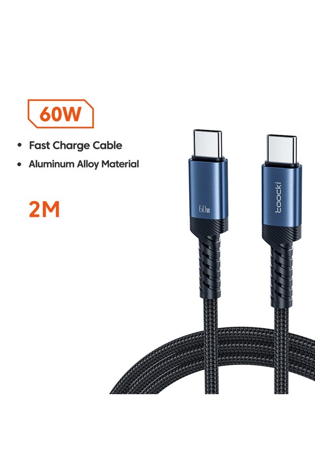 Blue 2M 60W Fast Charging Dual C Cable High Speed USB C Cable Type C for iPhone 16 15