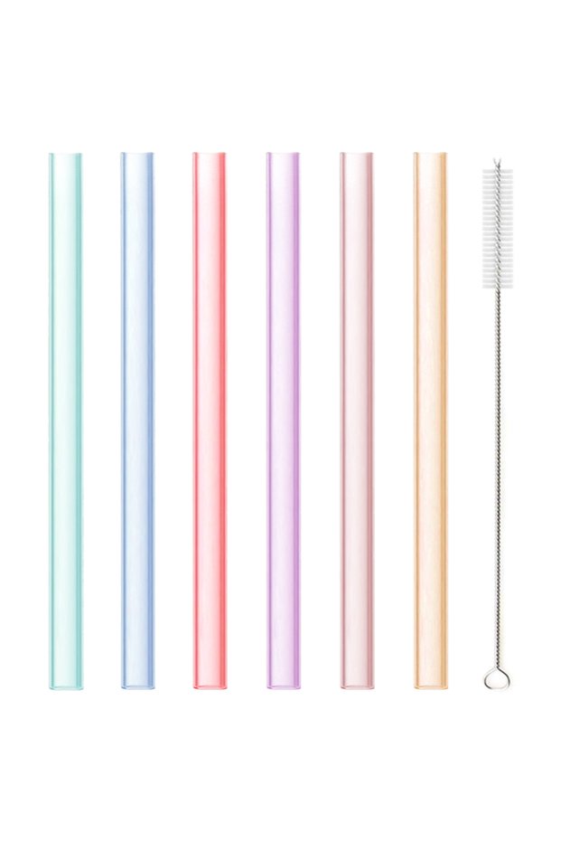 Large 6 PCS Transparent Silicone Straws Reusable Food Grade Bendable Straight Drinking Straw With Cl
