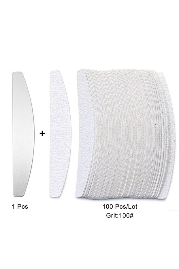 100 Grit 100 Pcs/Lot Replacement Nail Files 80/100/180/240 Grit Half Moon Grey Sandpaper Pads With M
