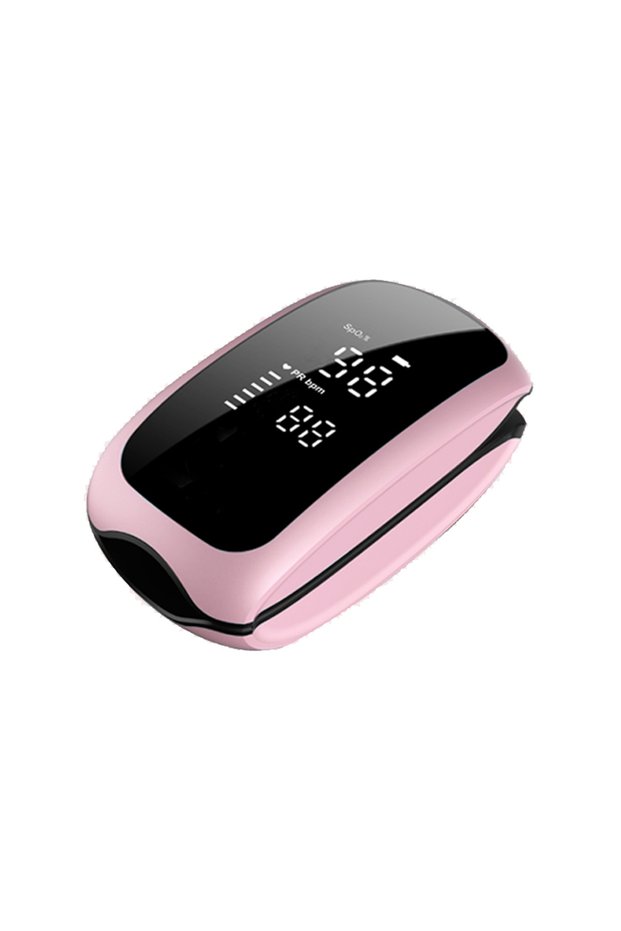 Pink Rechargeable Medical Oximeter Strap Lanyard Fingertip Pulse Oximeter Blood Oxygen Saturation Mo