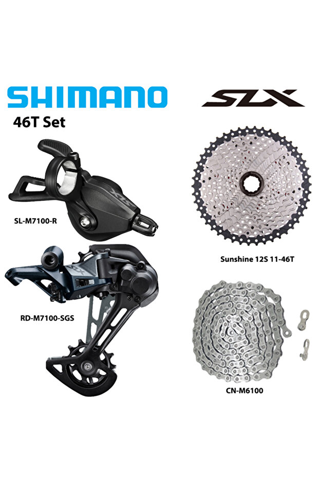 46T Set SHIMANO Deore SLX M7100 1X12S Groupset Shift Lever Rear Derailleur M6100 Chain SUNSHINE HG C