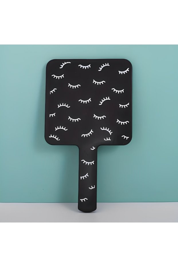 Black Eyelash Extension Handheld Makeup Mirror Square Vanity Mirror with Plastic Handle Hand High De