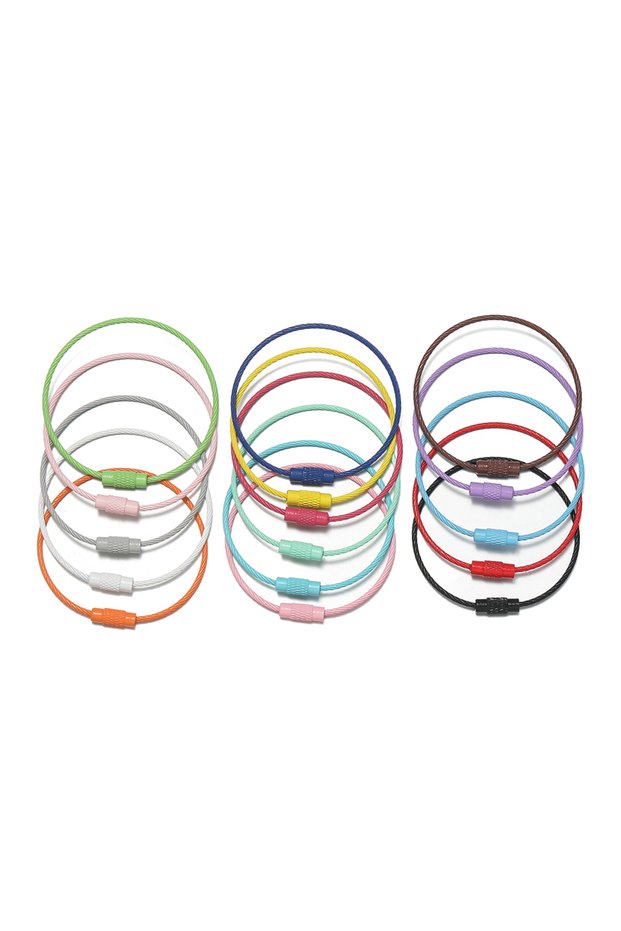 50mm x 10pcs Random mixed 5/10pcs 50mm Colorful Keychain Wire Circle Rope Cable Loop Outdoor Camp Lu