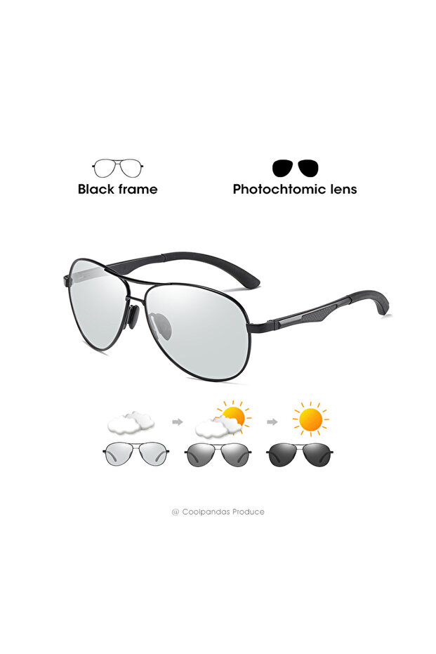 Original Black Frame-Gray Classic Brand Design Pilot Photochromic Sunglasses Men Polarized Safety Dr