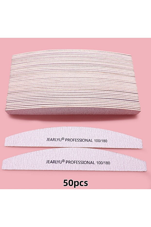 50pcs Grit100-180 50pcs Reusable 100/180/240 Grit Nail Files Double Sided Wood Sandpaper Crescent Sh