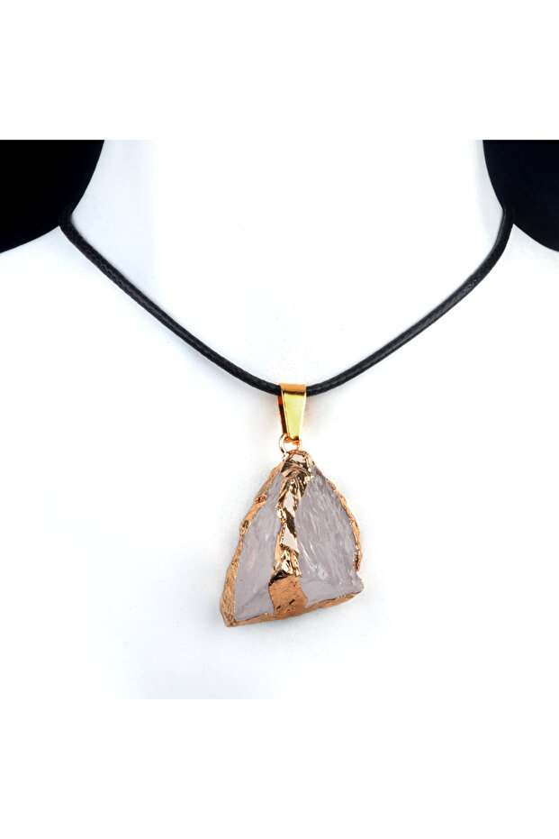 Clear Quartz 25-35mm Irregular Shape Natural Stone Crystal Necklaces Pendant Gold Color Wrap Charms