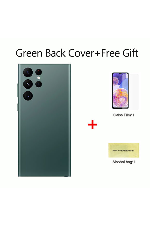 For S22Ultra Green For Samsung Galaxy S22 Ultra Battery Back Cover 3D Glass Panel Rear Door Housing