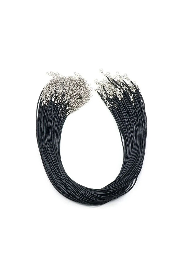 10pcs Black 10/20/30pcs/Set 50cm Leather Rope Waxed Wire Necklace Rope Lobster Clasp Black Leather P