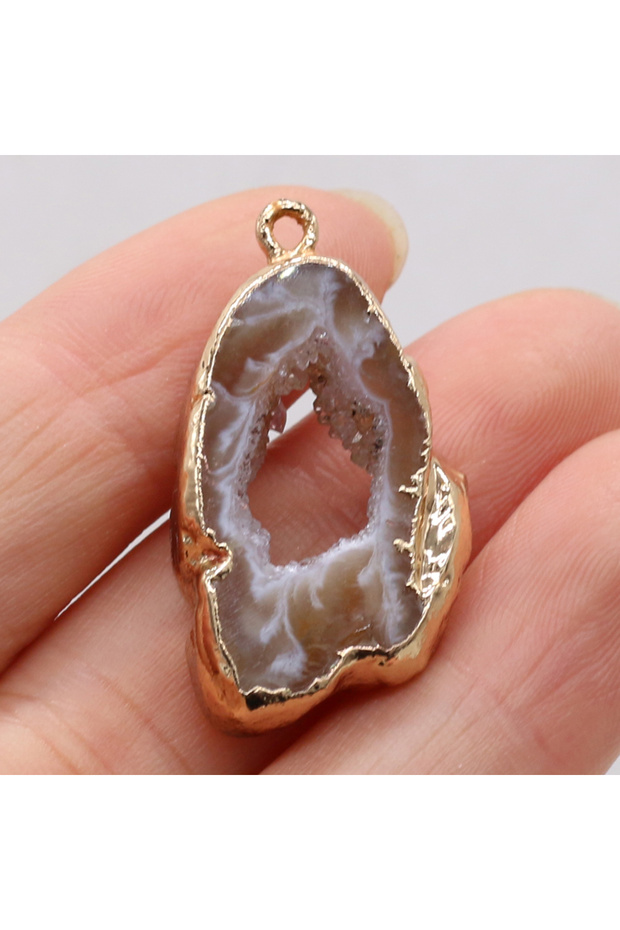 huijin 1pc Natural Gemstone Pendant Irregular Shape Agate Charms for Jewelry Making Supplies DIY Wom
